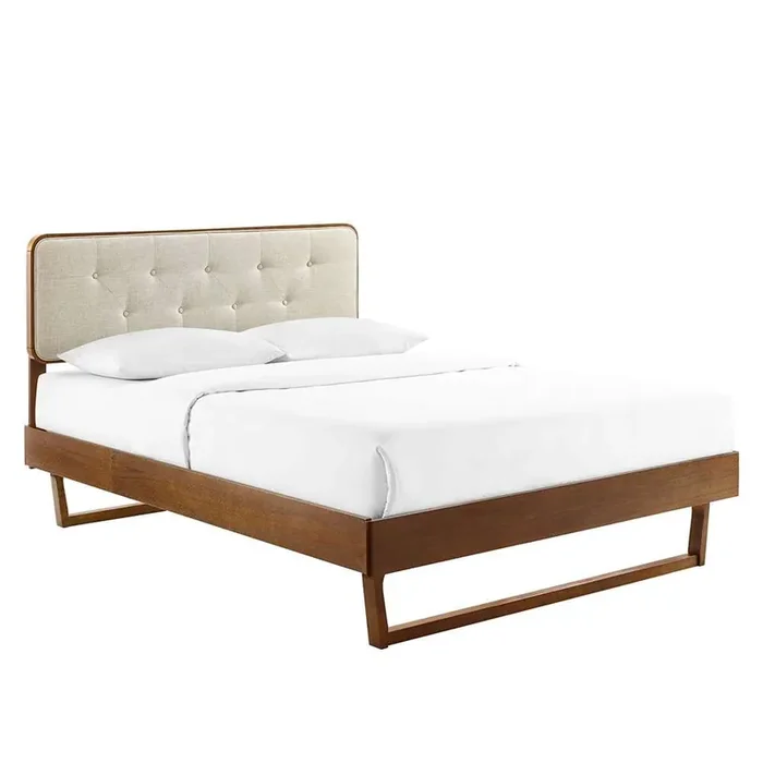 Modway – Bridgette Twin Wood Platform Bed With Angular Frame – MOD-6645-WAL-BEI