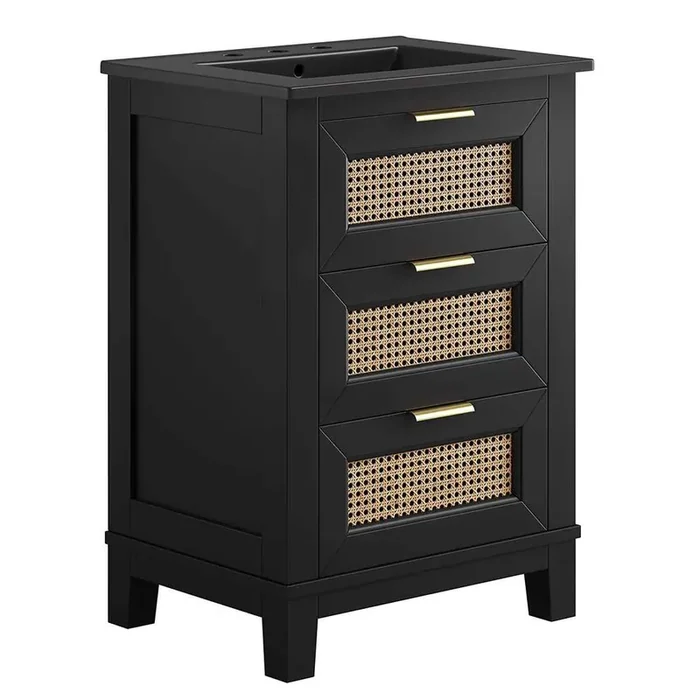 Modway – Dixie 24in Solid Wood Bathroom Vanity Cabinet – EEI-6724-BLK-BLK