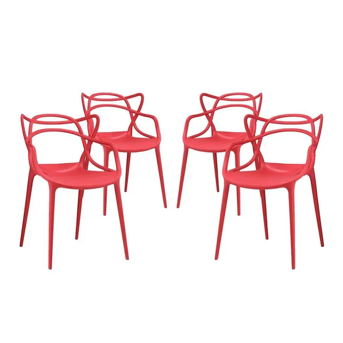 Modway – Entangled Dining Set (Set of 4) – EEI-2348-RED-SET