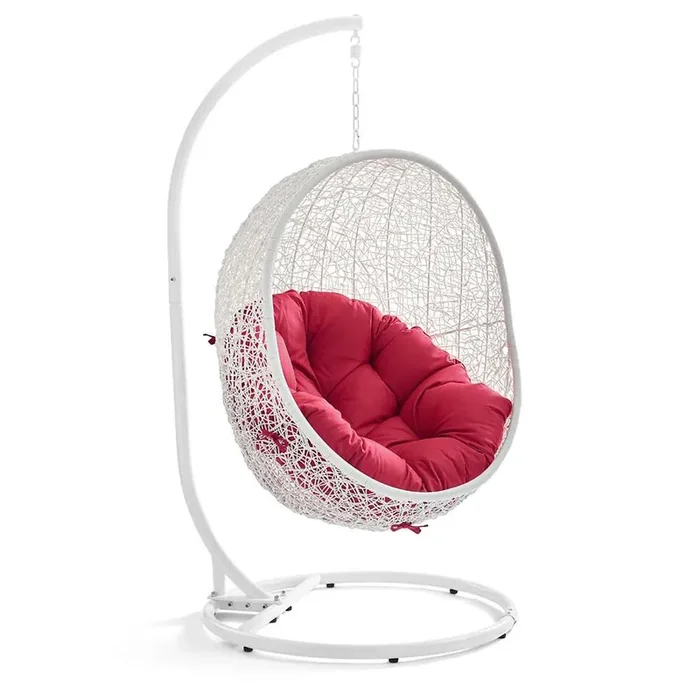 Modway – Hide Outdoor Patio Swing Chair With Stand – EEI-2273-WHI-RED