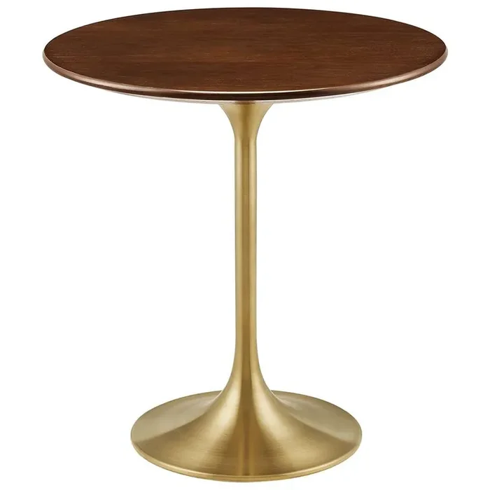 Modway – Lippa 20in Round Wood Grain Side Table in Gold Walnut – EEI-5684-GLD-WAL
