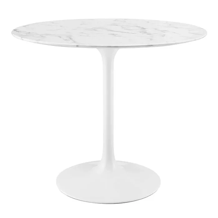 Modway – Lippa 36in Round Artificial Marble Dining Table in White – EEI-1129-WHI