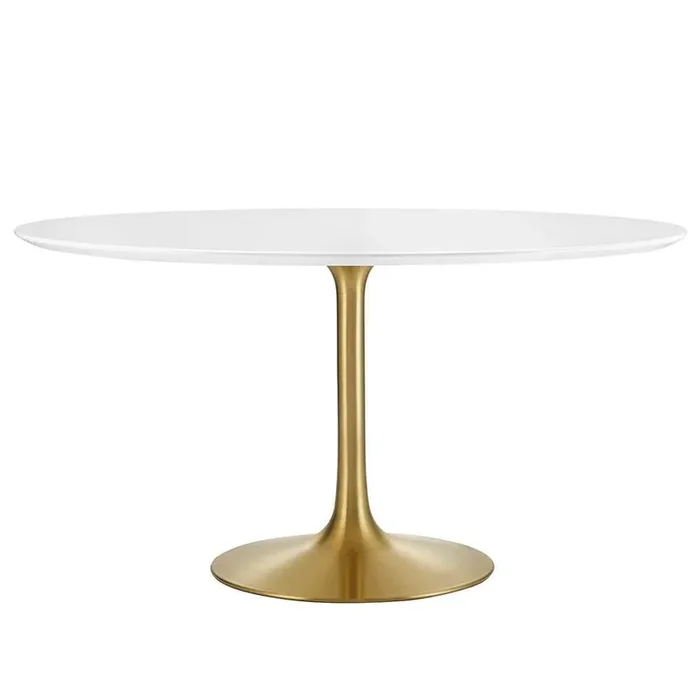 Modway – Lippa 54in Round Wood Dining Table in Gold White – EEI-3228-GLD-WHI