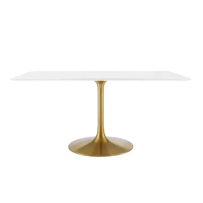 Modway – Lippa 60in Rectangular Wood Dining Table in Gold White – EEI-3256-GLD-WHI