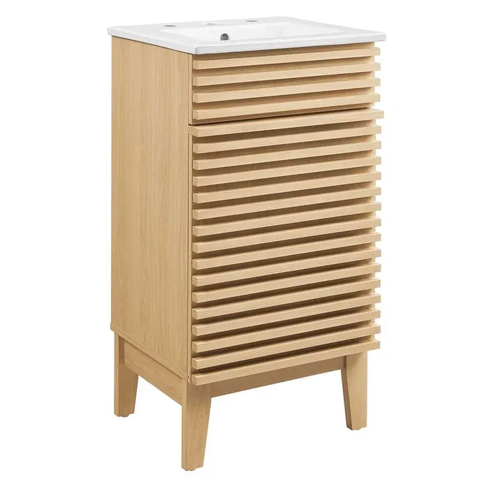 Modway – Render 18in Bathroom Vanity Cabinet – EEI-5420-OAK-WHI