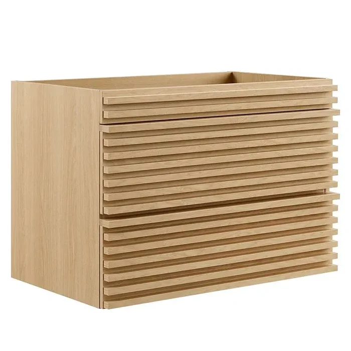 Modway – Render 30in Wall-Mount Bathroom Vanity Cabinet (Sink Basin Not Included) in Oak – EEI-4850-OAK