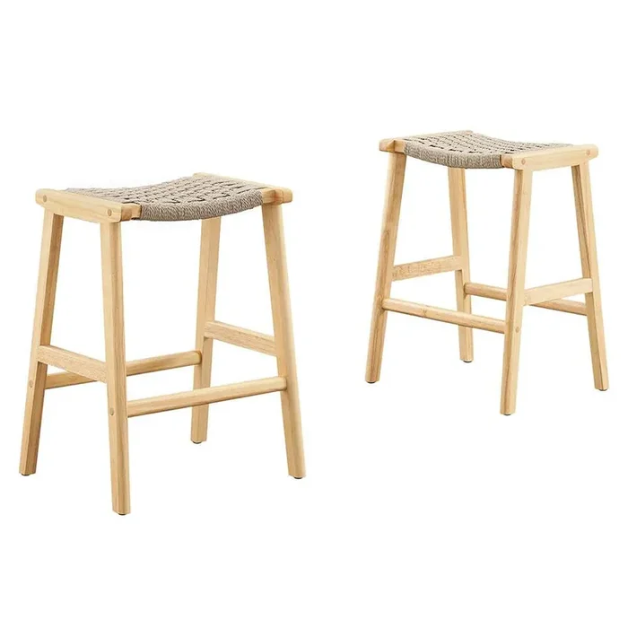 Modway – Saoirse Woven Rope Wood Counter Stool – (Set of 2) – EEI-6548-NAT-NAT