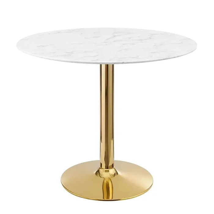 Modway – Verne 35in Artificial Marble Dining Table – EEI-4549-GLD-WHI