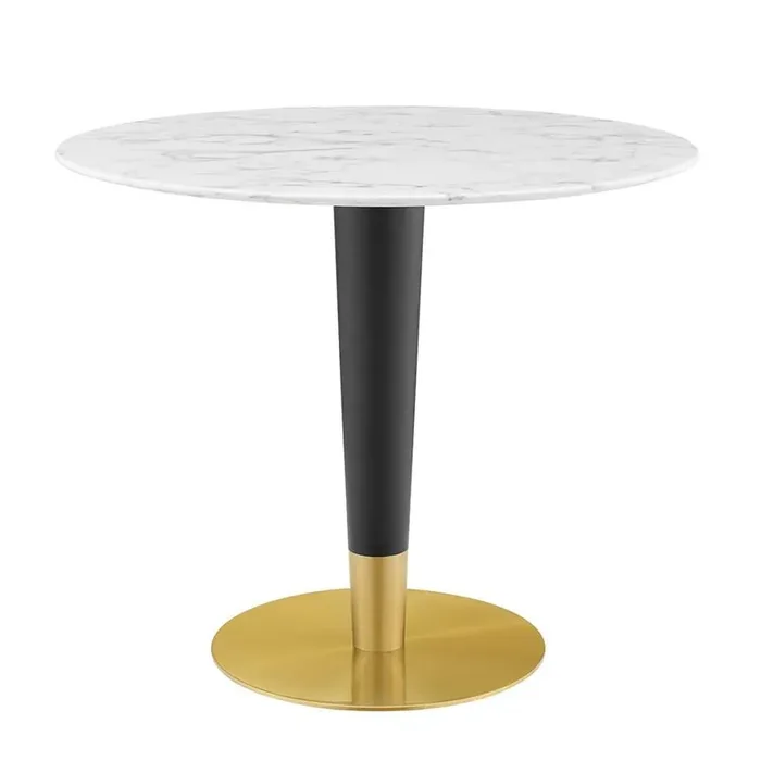 Modway – Zinque 36in Artificial Marble Dining Table – EEI-5122-GLD-WHI