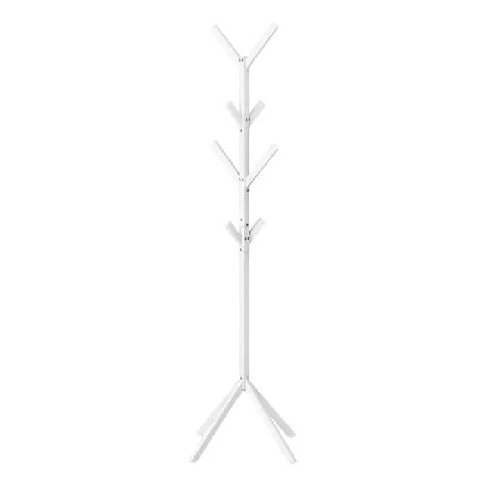 Monarch Specialties – Coat Rack, Hall Tree, Free Standing, 8 Hooks, Entryway, 70inH, Bedroom, Metal, White, Contemporary, Modern – I-2059