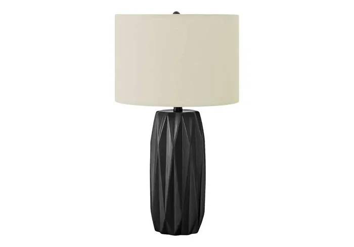 Monarch Specialties – Lighting, 25inH, Table Lamp, Black Ceramic, Ivory / Cream Shade, Contemporary – I 9620
