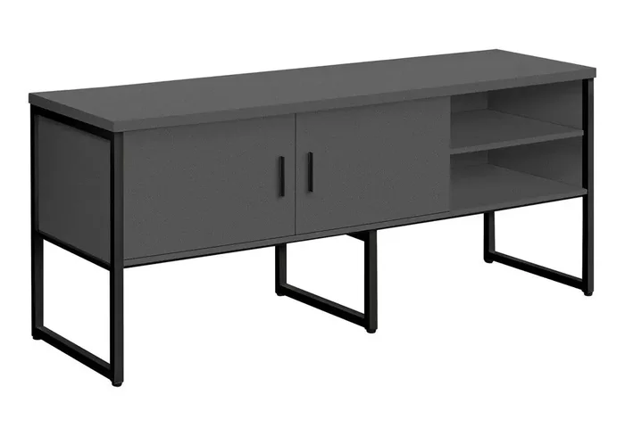 Monarch Specialties – Office Credenza, 72inL, Home Office, Work, Storage Doors, Commercial Grade, Grey Laminate, Black Metal, Contemporary, Modern – I-7732