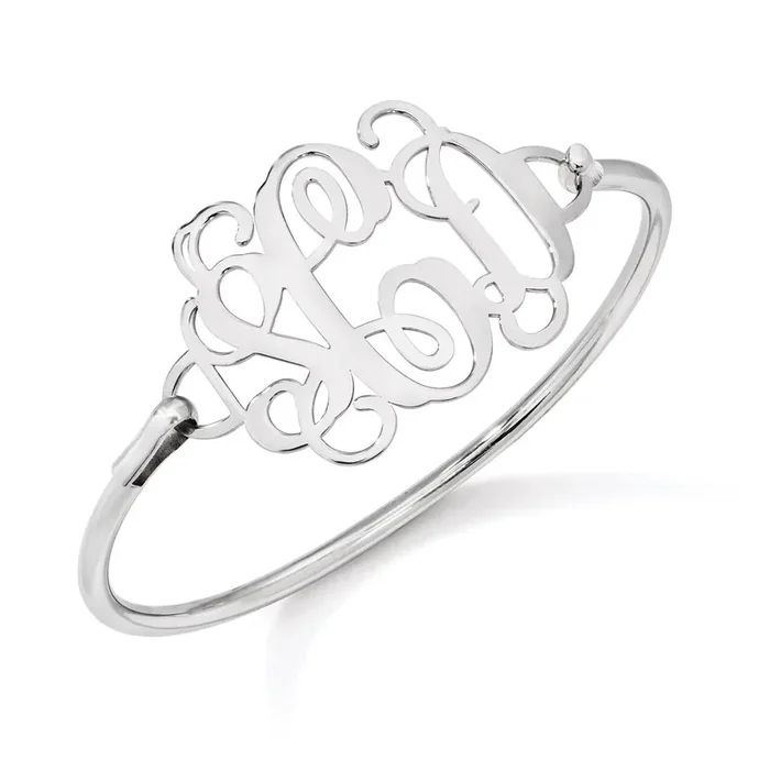 Monogram Bangle Bracelet Sterling Silver High Polished XNA505SS
