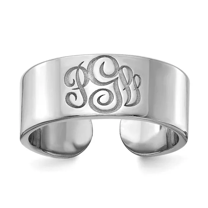 Monogram Cigar Style Band 14k White Gold XNR92W