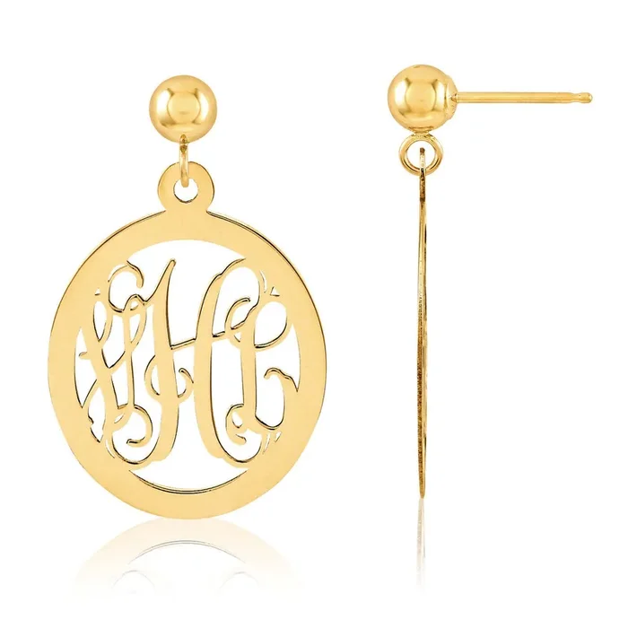 Monogram Earring 14k Yellow Gold XNE17Y