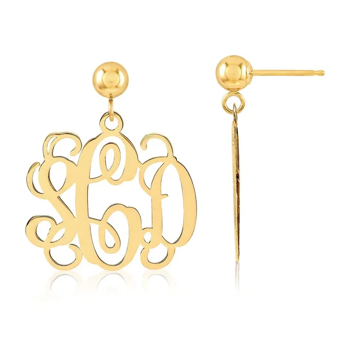 Monogram Earring 14k Yellow Gold XNE19Y