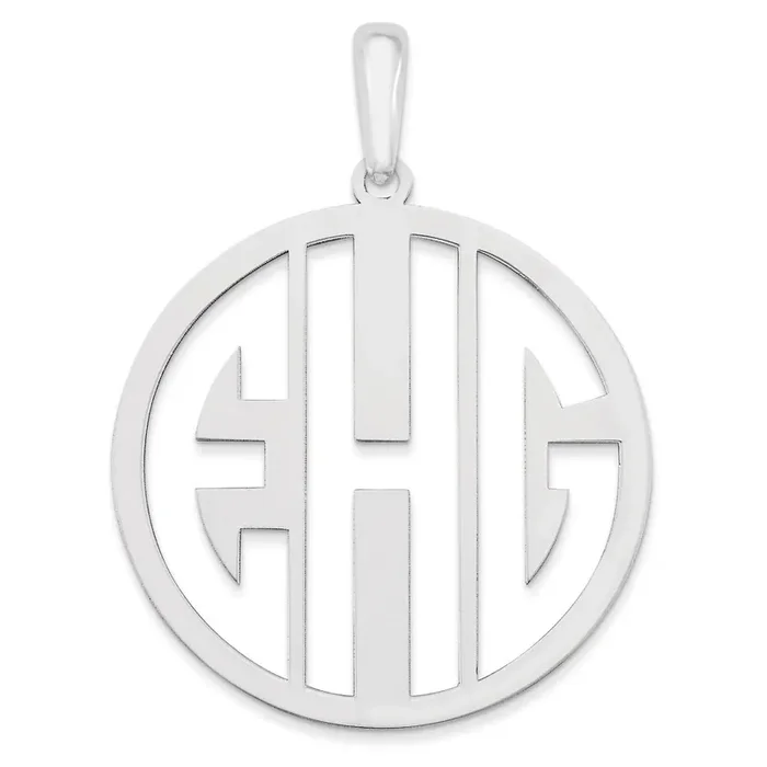 Monogram Pendant 14k White Gold Laser High Polished XNA529W