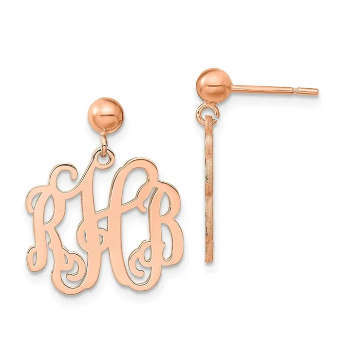 Monogram Post Dangle Earrings Sterling Silver Rose-plated XNE19RP