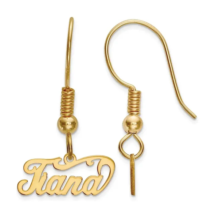 Name Plate Dangle Earrings Sterling Silver Gold-plated XNE4GP
