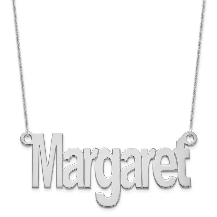 Name Plate Necklace 14k White Gold Large XNA1261W