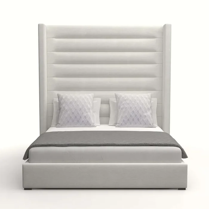 Nativa Interiors – Aylet Horizontal Channel Tufted Upholstered High Queen Off White Bed – BED-AYLET-HC-HI-QN-PF-WHITE