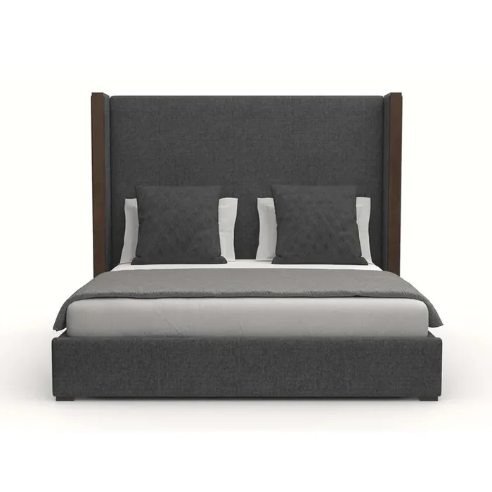 Nativa Interiors – Irenne Plain Upholstered Medium California King Charcoal Bed – BED-IRENNE-PL-MID-CA-PF-CHARCOAL