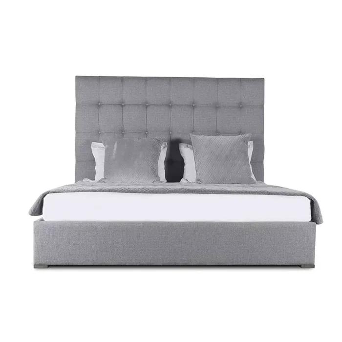 Nativa Interiors – Moyra Box Tufted Upholstered High Height California King Grey Bed – BED-MOYRA-BOX-HI-CA-PF-GREY