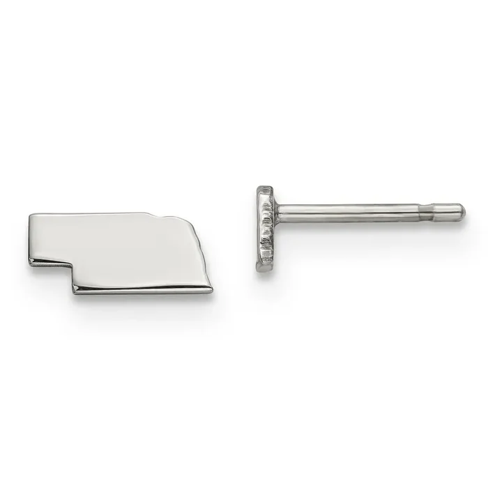 Nebraska State Small Earrings Sterling Silver Engravable XNE50SS-NE