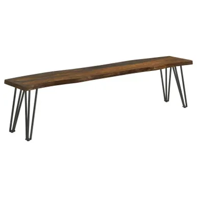 Neve Live Edge Wood Dining Bench Hairpin Legs Grey Sheesham / CS-193863