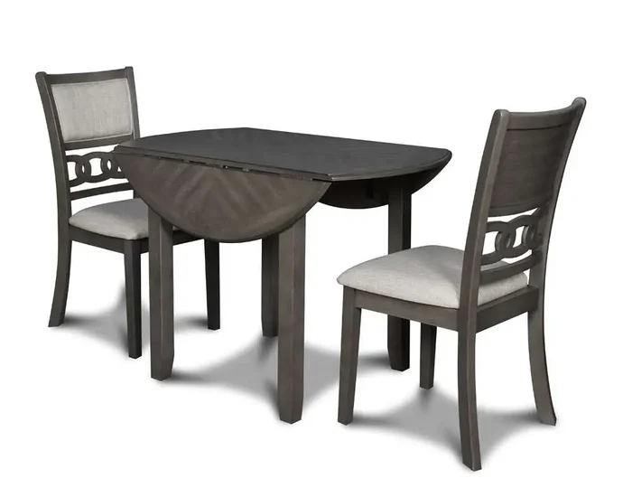 New Classic Furniture – Gia 42in Dining Drop Leaf Table With 2 Chairs-Gray – D1701-40S-GRY