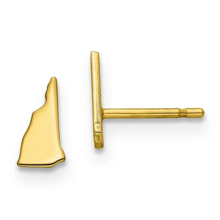 New Hampshire State Small Earrings 14k Yellow Gold Engravable XNE50Y-NH