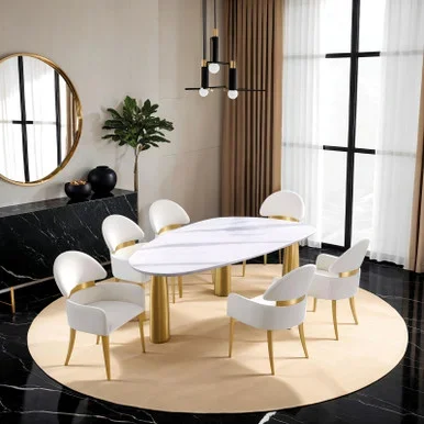 Northam 7 Pc. Dining Table Set, White Chair / FM37005WH-T-7PC