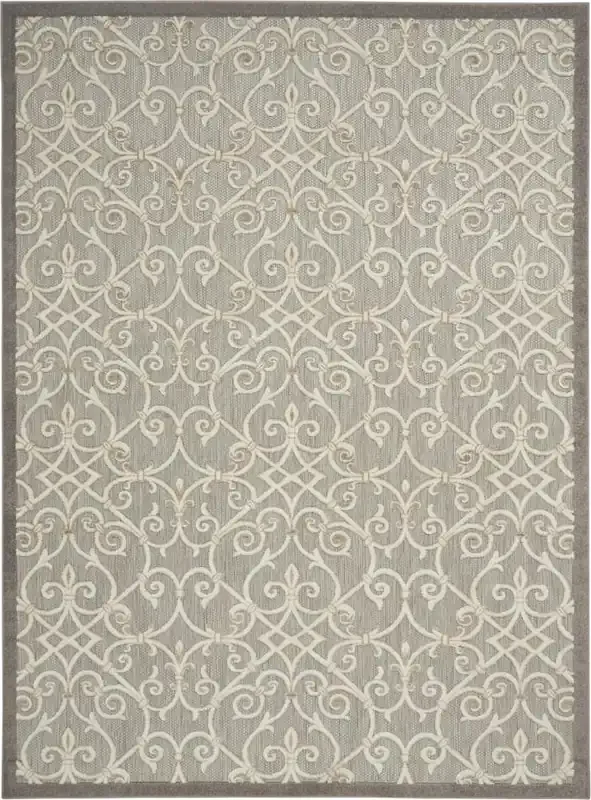 Nourison – Aloha 96in x 13 Grey Patio Area Rug – ALH21-99446739797