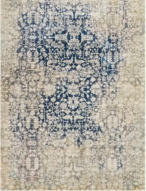 Nourison – Fusion FSS12 Blue and Ivory 96in x 13 Oversized Plush Shag Rug – FSS12-99446317247 – CLOSEOUT