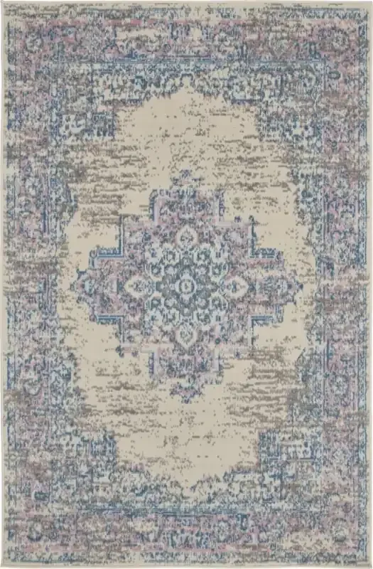 Nourison – Grafix GRF14 White and Pink 3×5 Persian Area Rug – GRF14-99446034311
