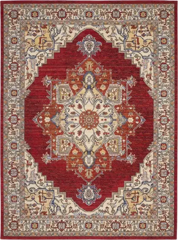 Nourison – Majestic 86in x 116in Red Multicolor Persian Area Rug – MST05-99446713513_CLOSEOUT