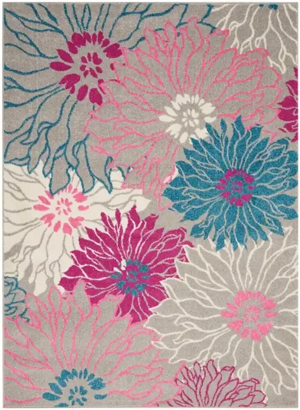 Nourison – Passion PSN17 Pink and Bone 53in x 73in Floral Area Rug – PSN17-99446403209