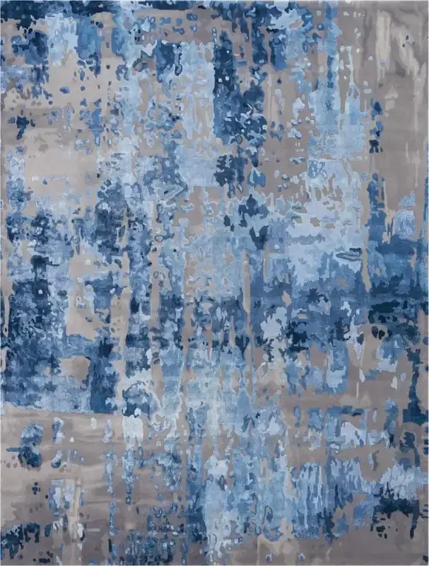 Nourison – Prismatic 99in x 139in Blue Flame Painterly Area Rug – PRS10-99446409140
