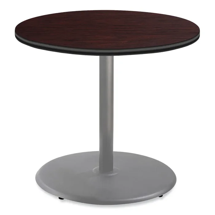 NPS® Cafe Table, 36″ Diameter x 30h, Round Top/Base, Mahogany Top, Gray Base