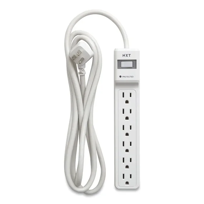 NXT Technologies™ Surge Protector, 6 Ac Outlets, 8 Ft Cord, 900 J, White