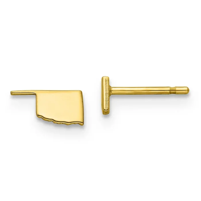 Oklahoma State Small Earrings Gold-plated on Silver Engravable XNE50GP-OK