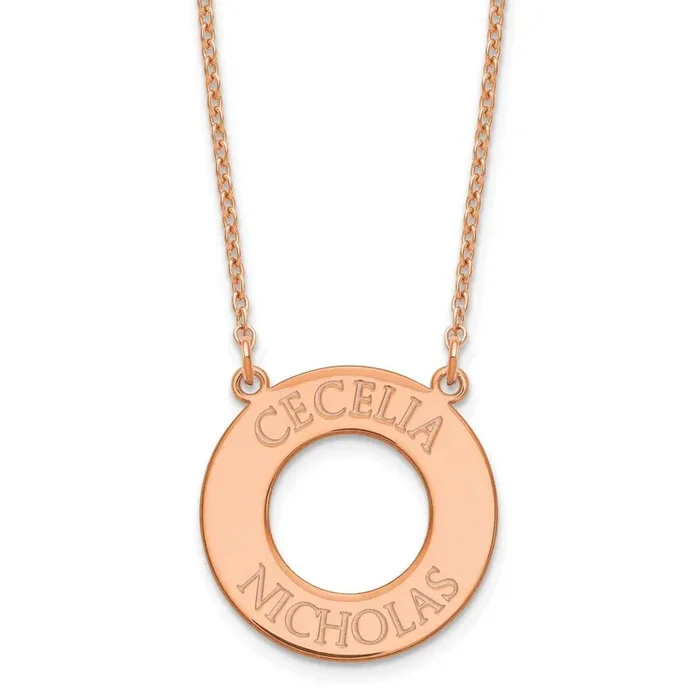 Open Circle with 2 Names Necklace Sterling Silver Rose-plated XNA760RP