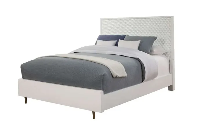 Origins by Alpine – White Pearl Queen Panel Bed in White – 6400-01Q