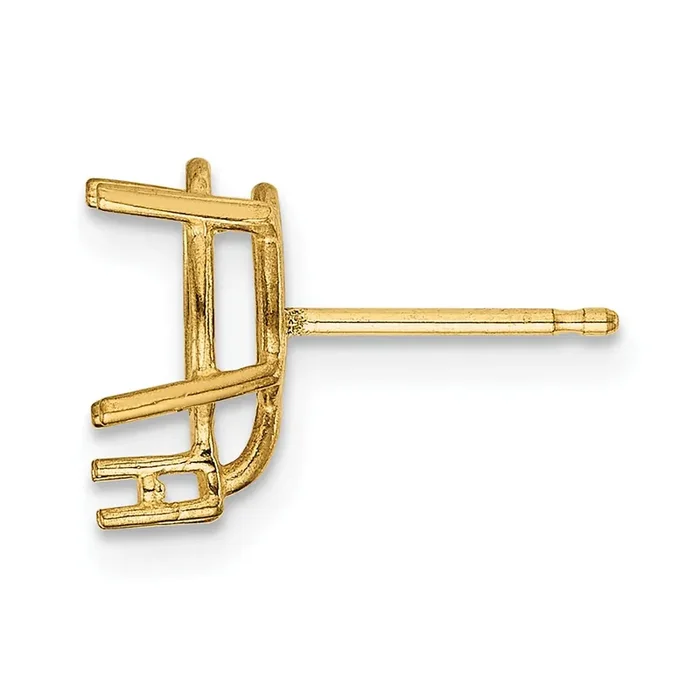 Oval 4-Prong 4 x 3mm Diamond Accent Post Earring Mounting 14k Yellow Gold YG381