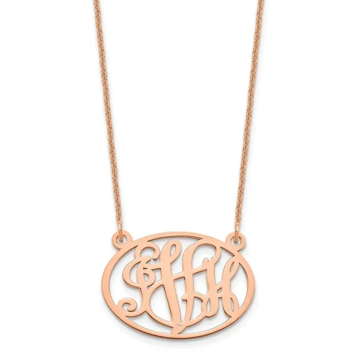 Oval Monogram Necklace 14k Rose Gold XNA577R