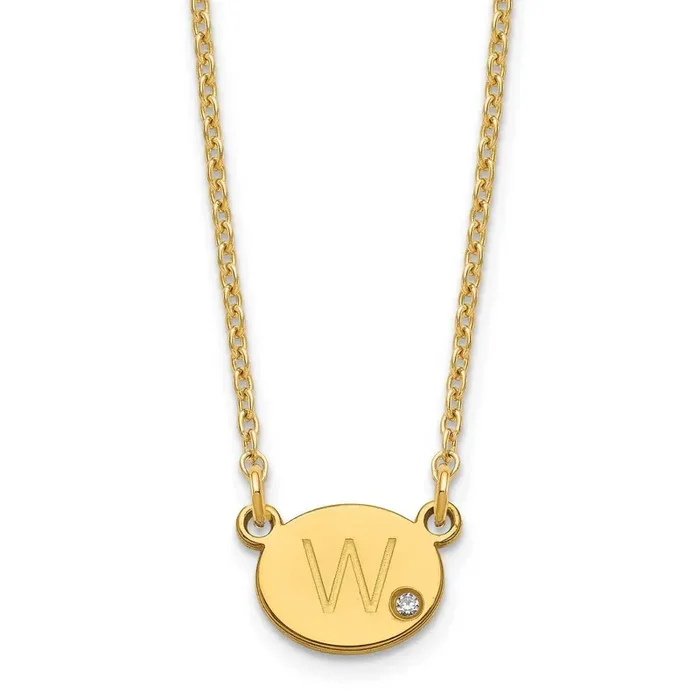 Oval with Diamond Necklace Sterling Silver Gold-plated XNA1377GP