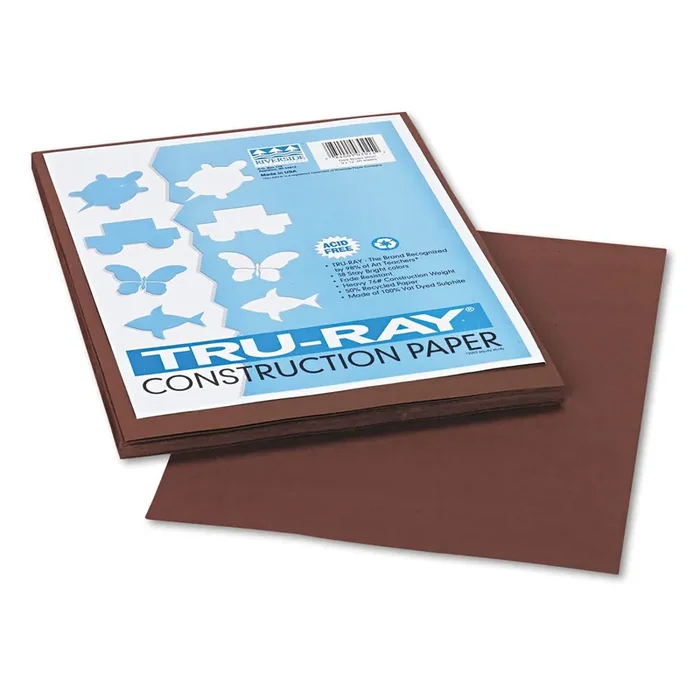 Pacon® Tru-Ray Construction Paper, 76 lb Text Weight, 9 x 12, Dark Brown, 50/Pack
