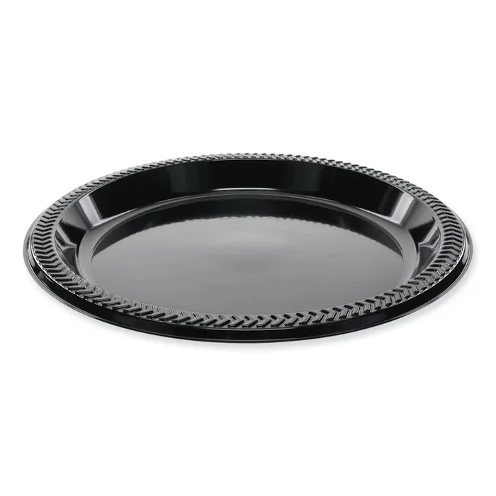 Pactiv Evergreen Meadoware Impact Plastic Dinnerware, Plate, 8.9″ dia, Black, 400/Carton