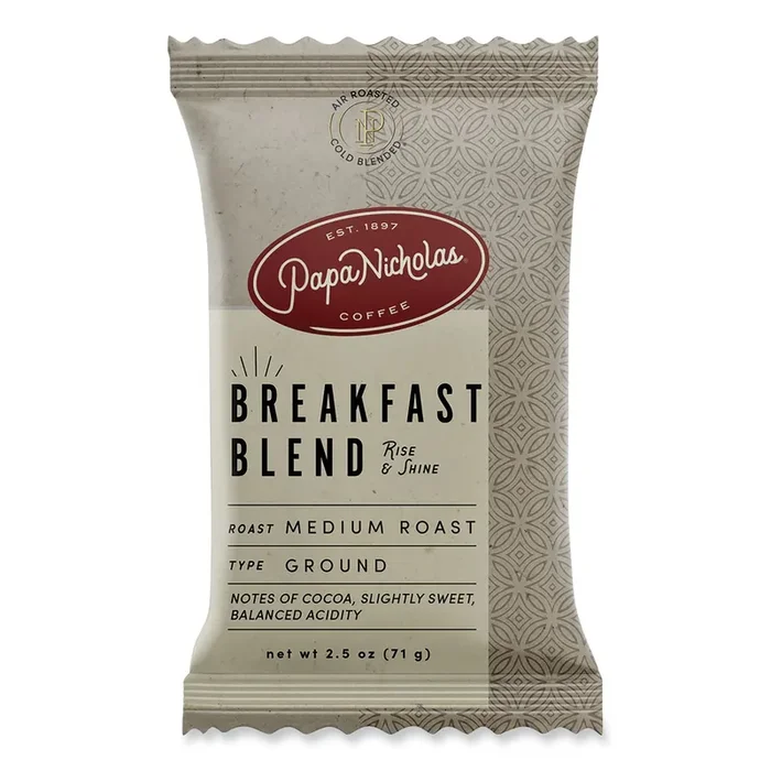 PapaNicholas® Coffee Premium Coffee, Breakfast Blend, 18/carton