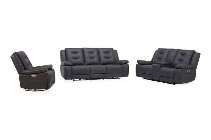 Parker House – Caldwell – Tahoe Charcoal Power Reclining Sofa Loveseat and Recliner – MCAL-321PH-TACH